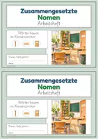 Vorschau - Arbeitsblätter - Zusammengesetzte Nomen Arbeitsheft Klassenzimmer mit Wortbildung Rechtschreibung und Lösungen - Seite 1