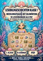 Vorschau - Arbeitsblätter - Lesebildgeschichten Klasse 1 – Meerjungfrauen mit Bildwörtern | Deutsch Klasse 1 | 10 Leseübungen als PDF - Deckblatt