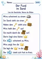 Vorschau - Arbeitsblätter - Lesebildgeschichten Klasse 1 – Meerjungfrauen mit Bildwörtern | Deutsch Klasse 1 | 10 Leseübungen als PDF - Seite 1