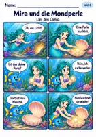 Vorschau - Arbeitsblätter - Manga-Lesecomics Klasse 1 – Meerjungfrauen | Deutsch Klasse 1 | 10 Lesegeschichten als PDF - Seite 1