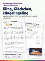 Vorschau - Stundenentwürfe - Kling, Glöckchen, klingelingeling – Boomwhacker Noten farbig + Unterrichtsentwurf – Weihnachtslied mit Text - Deckblatt