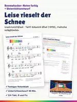 Vorschau - Stundenentwürfe - Leise rieselt der Schnee – Boomwhacker Noten farbig + Unterrichtsentwurf – Weihnachtslied mit Text - Deckblatt