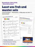 Vorschau - Stundenentwürfe - Lasst uns froh und munter sein – Boomwhacker Noten farbig + Unterrichtsentwurf – Nikolauslied mit Text - Deckblatt