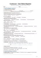 Vorschau - Arbeitsblätter - Arbeitsblattt zu den Funktionen 8.Klasse mit Lösungen - Deckblatt