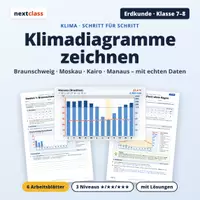 Vorschau - Arbeitsblätter - Klimadiagramme zeichnen und auswerten | Klasse 7/8 | Stationenarbeit mit Lösungen - Deckblatt