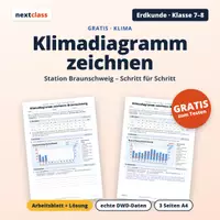 Vorschau - Arbeitsblätter - Klimadiagramm zeichnen: Braunschweig | Klasse 7/8 | Gratis-Arbeitsblatt + Lösung - Deckblatt