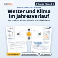 Vorschau - Arbeitsblätter - Wetter und Klima im Jahresverlauf | Klasse 5/6 | 5 Arbeitsblätter mit Lösungen - Deckblatt