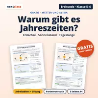 Vorschau - Arbeitsblätter - Warum gibt es Jahreszeiten? | Klasse 5/6 | Gratis-Arbeitsblatt + Lösung - Deckblatt