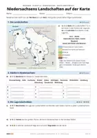 Vorschau - Arbeitsblätter - Landschaften in Niedersachsen: Karte | Klasse 5/6 | Gratis-Arbeitsblatt + Lösung - Seite 1