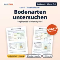 Vorschau - Arbeitsblätter - Bodenarten untersuchen: Fingerprobe und Schlämmprobe | Klasse 7/8 | Gratis-Arbeitsblatt + Lösung - Deckblatt