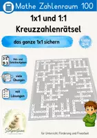 Vorschau - Unterrichtsreihen - Einmaleins Kreuzzahlrätsel 1x1 und 1:1 (enthalten 2 Versionen: Farbe und Schwarz-Weiß) - Deckblatt