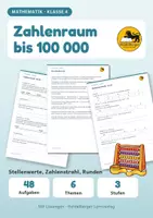 Vorschau - Arbeitsblätter - Zahlenraum bis 100 000 Klasse 4: Übungsheft mit 48 Aufgaben und Lösungen - Deckblatt