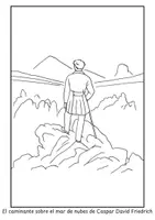Vista previa - Manualidades / Dibujos para colorear - El caminante sobre el mar de nubes: dibujo para colorear - Portada