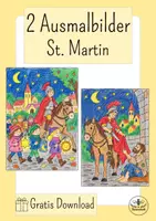 Vorschau - Mal- und Bastelvorlagen - Kostenlose Ausmalbilder Sankt Martin - Freebie - Gratis Download Laternenfest - Laternenumzug - Martinstag - Deckblatt