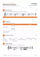 Vorschau - Arbeitsblätter - Arbeitsblatt Notenwerte & Pausen + Lösung - Seite 1