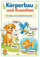 Vorschau - Poster - 2 Poster: Tierkörper (benennen der Körperteile und Vergleich davon), Sachkunde, Klasse 1 - Deckblatt