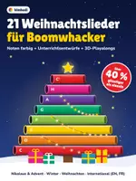 Vorschau - Stundenentwürfe - 21 Weihnachtslieder für Boomwhacker: farbige Noten mit Text, Unterrichtsentwürfe, Hörfassungen + 3D-Playalongs - Deckblatt