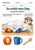 Vorschau - Spiele - Gegenstände beschreiben – Arbeitsheft Vorschule - Deckblatt
