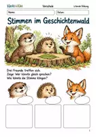 Vorschau - Spiele - Stimmen im Wald – Arbeitsheft Vorschule - Deckblatt