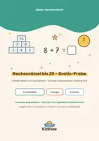 Vorschau - Arbeitsblätter - Rechenrätsel bis 20 - Gratis-Probe | 3 Rätsel: Anmalen, Zahlenmauern, Geheimschrift | Mathe kostenlos - Deckblatt