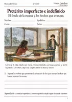 Vista previa - Hojas de trabajo - Pretérito imperfecto e indefinido cuaderno 2.º ESO - Portada