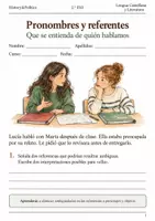 Vista previa - Hojas de trabajo - Pronombres y referentes claros cuaderno 2.º ESO - Portada