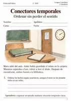 Vista previa - Hojas de trabajo - Conectores temporales en el relato cuaderno 2.º ESO - Portada
