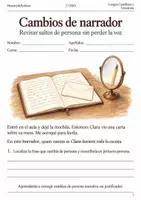 Vista previa - Hojas de trabajo - Revisar cambios de narrador cuaderno 2.º ESO - Portada