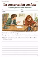 Aperçu - Feuilles d'exercices - La conversation confuse rétablir ponctuation et locuteurs – livret de français 5e - Page de couverture