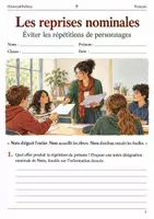 Aperçu - Feuilles d'exercices - Les reprises nominales éviter les répétitions de personnages – livret de français 5e - Page de couverture