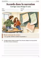 Aperçu - Feuilles d'exercices - Accords dans la narration corriger sans changer le sens – livret de français 5e - Page de couverture