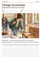 Aperçu - Feuilles d'exercices - Changer de narrateur maintenir la cohérence des temps – livret de français 5e - Page de couverture
