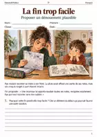 Aperçu - Feuilles d'exercices - La fin trop facile proposer un dénouement plausible – livret de français 5e - Page de couverture