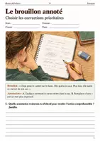 Aperçu - Feuilles d'exercices - Le brouillon annoté choisir les corrections prioritaires – livret de français 5e - Page de couverture