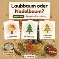 Vorschau - Arbeitsblätter - Laubbaum oder Nadelbaum? GRATIS Arbeitsblatt Herbst – Nadelbäume erkennen mit Lösung | Kl. 3–4 - Deckblatt