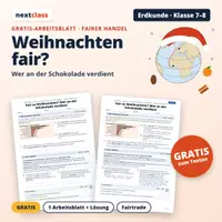 Vorschau - Arbeitsblätter - Weihnachten fair? Wer an der Schokolade verdient | Klasse 7/8 | Gratis-Arbeitsblatt + Lösung - Deckblatt