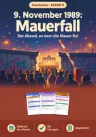 Vorschau - Arbeitsblätter - 9. November 1989: Mauerfall, Merkblatt, Klasse 9 - Deckblatt
