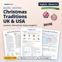 Vorschau - Arbeitsblätter - Christmas Traditions in the UK and USA | Klasse 5/6 | Lesetext + 4 Arbeitsblätter mit Lösungen - Deckblatt
