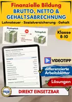 Vorschau - Arbeitsblätter - Brutto und Netto Gehaltsabrechnung – Klasse 8–10 - Deckblatt