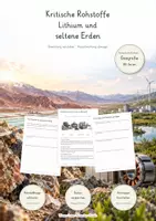Vorschau - Unterrichtsreihen - Kritische Rohstoffe, Lithium & seltene Erden – Große Lernwerkstatt Geografie & Erdkunde | Lithiumabbau, Elektromobilität, Batterien, Neodym, Rohstoffkonflikte, Lieferketten & Recycling | Arbeitsblätter mit Lösungen - Deckblatt