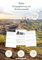 Vorschau - Unterrichtsreihen - Kohle, Energiegewinnung & Strukturwandel – Große Lernwerkstatt Geografie & Erdkunde | Braunkohle, Steinkohle, Tagebau, Kohlekraftwerk, Kohleausstieg, Rekultivierung & Ruhrgebiet | Arbeitsblätter mit Lösungen - Deckblatt