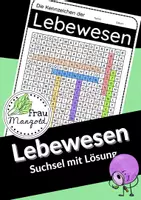Vorschau - Arbeitsblätter - Suchsel Kennzeichen des Lebendigen / Lebewesen - Deckblatt