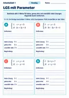 Vorschau - Arbeitsblätter - LGS mit Parameter | Mathematik Klasse 8 Gymnasium | 10 Arbeitsblätter mit Lösungen als PDF - Seite 1