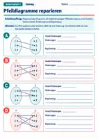 Vorschau - Arbeitsblätter - Pfeildiagramme reparieren | Mathematik Klasse 8 Gymnasium | 10 Arbeitsblätter mit Lösungen als PDF - Seite 1