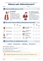 Vorschau - Arbeitsblätter - Nikolaus oder Weihnachtsmann? | Klasse 1/2 | Gratis-Arbeitsblatt + Lösung - Seite 1