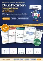 Vorschau - Aufgabenkarten - Brüche vergleichen und ordnen Klasse 6: 270 Bruchkarten mit Lösung, Bild und Strategie-Symbol | Aufgabenkarten, Zahlenstrahl · 3 Niveaus - Deckblatt
