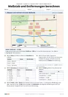 Vorschau - Arbeitsblätter - Maßstab und Entfernungen berechnen | Klasse 5/6 | Gratis-Arbeitsblatt + Lösung - Seite 1