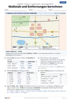Vorschau - Arbeitsblätter - Maßstab und Entfernungen berechnen | Klasse 5/6 | Gratis-Arbeitsblatt + Lösung - Seite 2