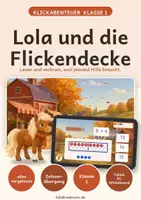 Vorschau - Arbeitsblätter - Zehnerübergang Klasse 1 interaktiv vorgelesen | Lola und die Flickendecke - Deckblatt