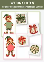 Vorschau - Stationenlernen - Weihnachten - Formen lernen | Geometrische Formen zuordnen | Lernspiel Kita & Vorschule - Deckblatt